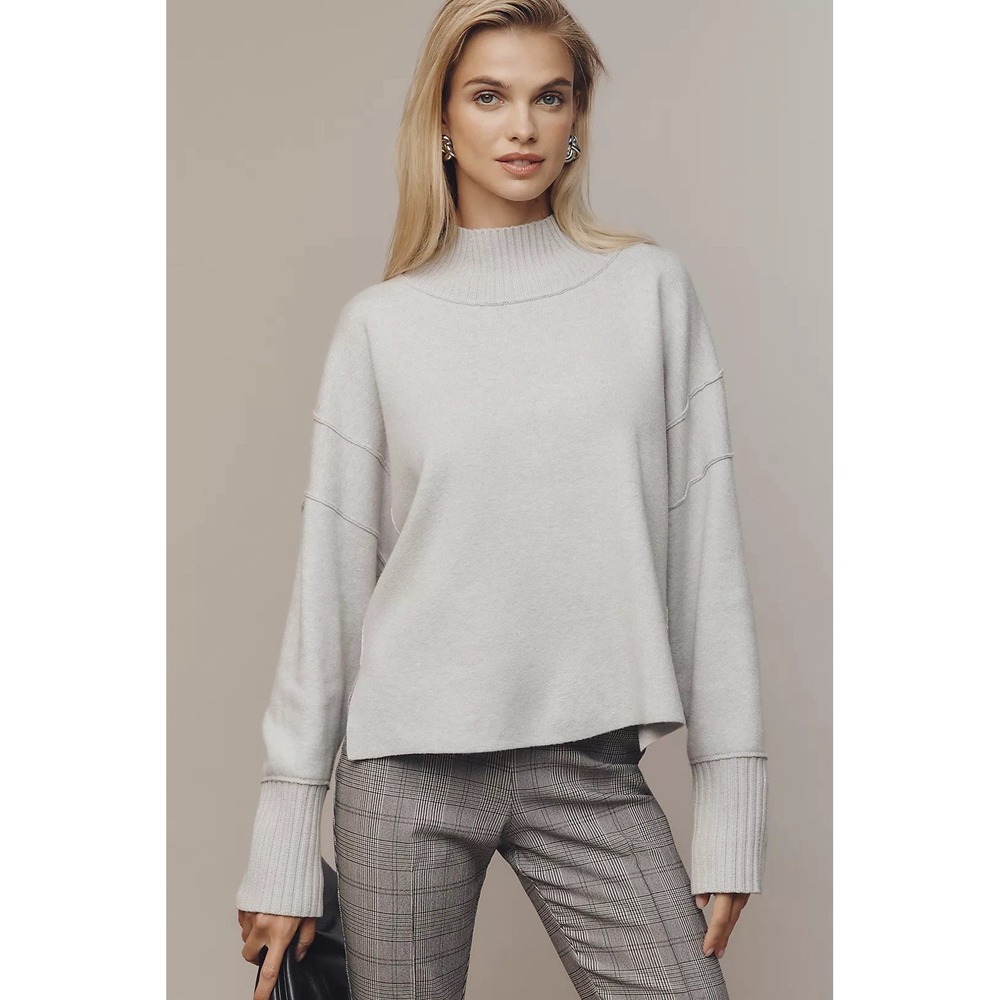 Anthropologie Maeve The Logan White Mock Neck Sweater Woman's Size Medium